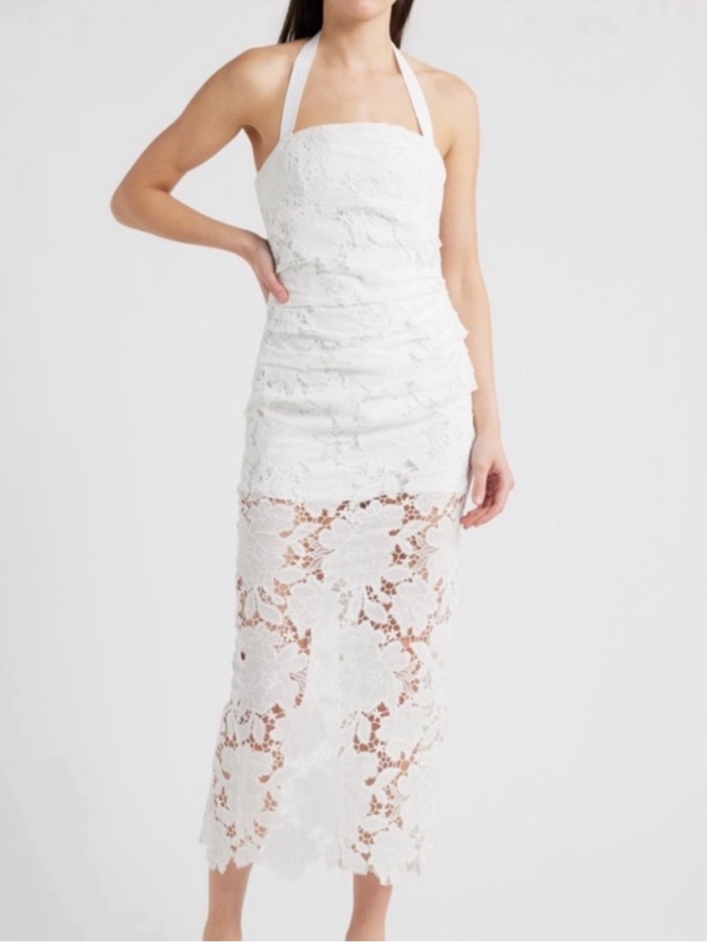 DELFI COLLECTIVE WHITE HALTER LACE DRESS